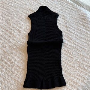 INC International Concepts Black Ribbed Mock neck Knit Top
